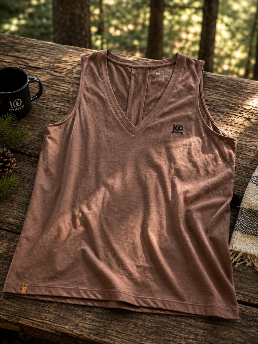 tentree V-Neck Tank Top in Dusty Rose Brown